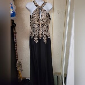 Elegant Black and Gold Evening Gown